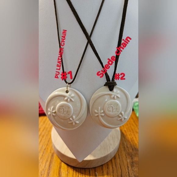 Jewelry - Carved White Ceramic Pendant Necklace Choose One With Which Chain You Want